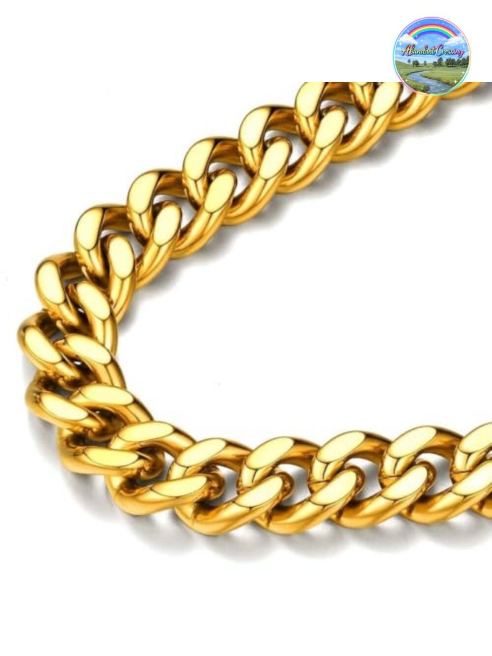 Mens Curb Chain Necklace 18K Gold Plated Stainless Steel Cuban Link